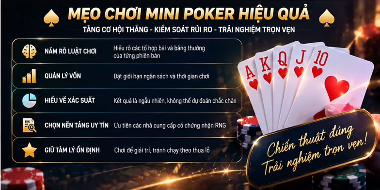 Mẹo và kinh nghiệm tìm hiểu Mini Poker